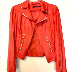 Red Faux Suede/ Leather Jacket
